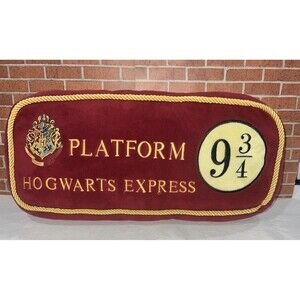 Harry Potter Hogwarts Express Platform 9 3/4 Pillow Red and Gold with Tush Tag